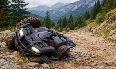 Ilustracija nesreće četverocikla na planinskom terenu